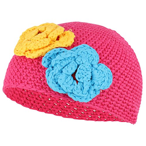 Trendy Apparel Shop Baby Infant Cotton Crochet Beanie Hat with Crocheted Flowers