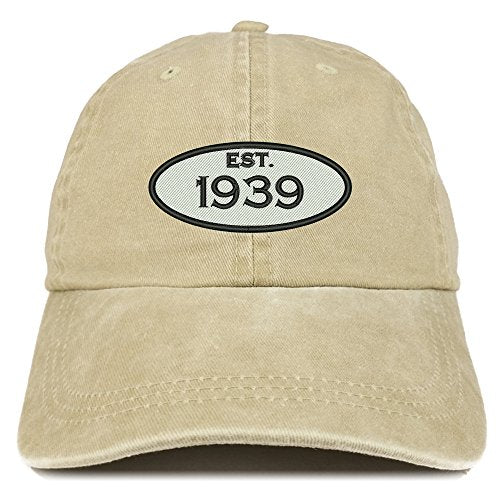 Trendy Apparel Shop Established 1939 Embroidered 82nd Birthday Gift Pigment Dyed Washed Cotton Cap