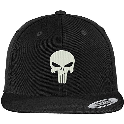 Trendy Apparel Shop Punisher Skull Embroidered Flat Bill Snapback Adjustable Cap