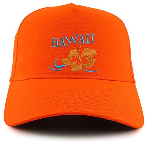 Trendy Apparel Shop Hawaii Hibiscus Embroidered Neon 5 Panel Baseball Cap