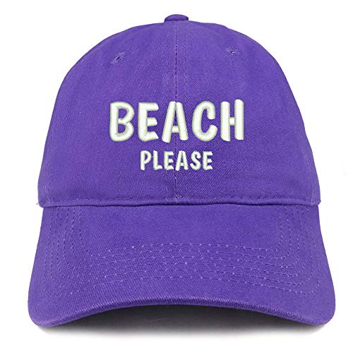 Trendy Apparel Shop Beach Please Embroidered Soft Crown 100% Brushed Cotton Cap