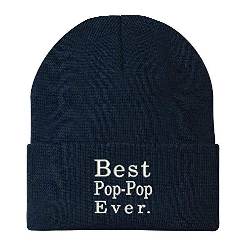 Trendy Apparel Shop Best Pop Pop Ever Embroidered Winter Long Cuff Beanie