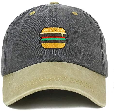 Trendy Apparel Shop Burger Patch Pigment Dyed Washed Two Tone Baseball Cap