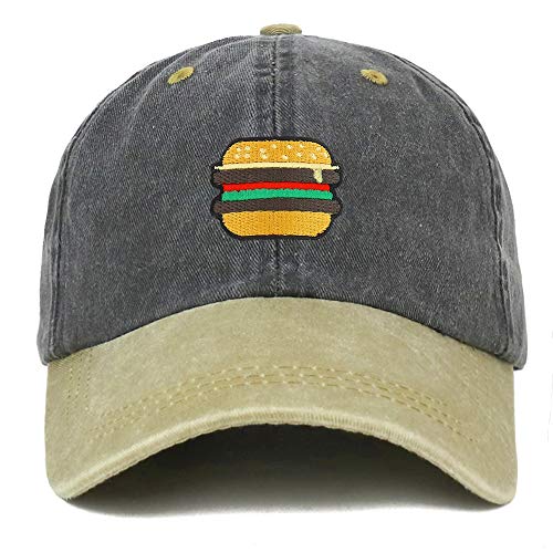 Trendy Apparel Shop Burger Patch Pigment Dyed Washed Two Tone Baseball Cap