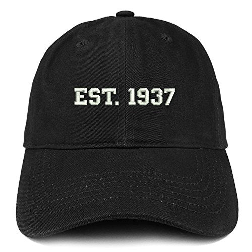 Trendy Apparel Shop EST 1937 Embroidered - 84th Birthday Gift Soft Cotton Baseball Cap