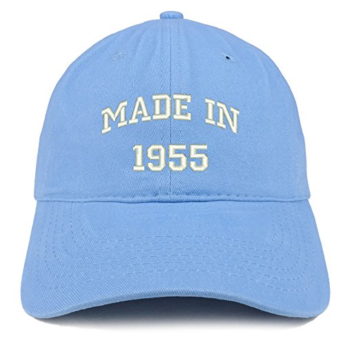 Trendy Apparel Shop Made in 1955 Text Embroidered 66th Birthday Brushed Cotton Cap