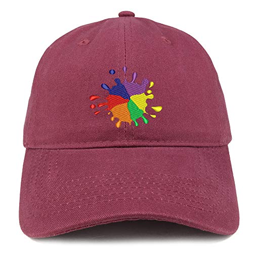 Trendy Apparel Shop Rainbow Color Splash Embroidered Brushed Cotton Cap