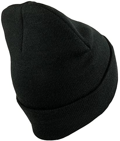 Trendy Apparel Shop US Marine Text 3D Embroidered Long Cuff Winter Beanie - Black