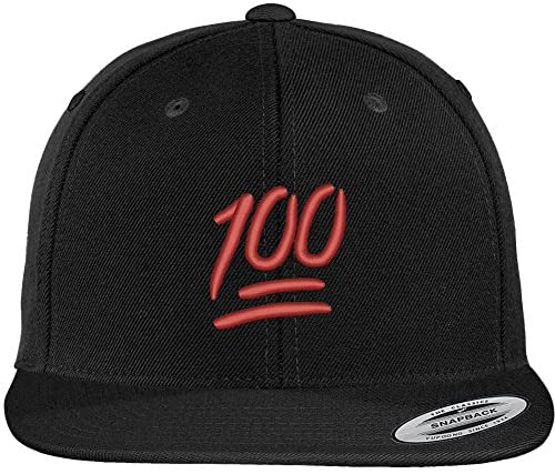 Trendy Apparel Shop 100 Points Symbol Emoticon Red Embroidered Flat Bill Snapback Baseball Cap