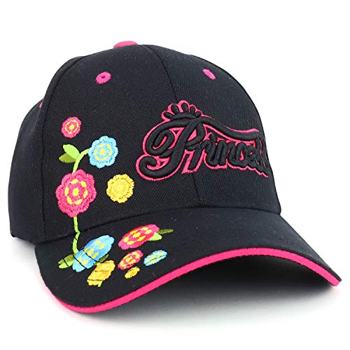 Trendy Apparel Shop Princess Flower Embroidered Structured Baseball Cap