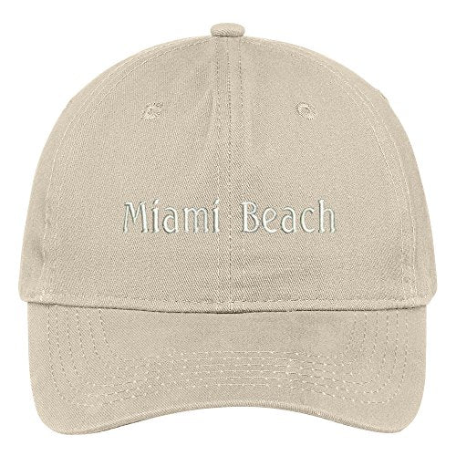 Trendy Apparel Shop Miami Beach City Embroidered Low Profile 100% Cotton Adjustable Cap