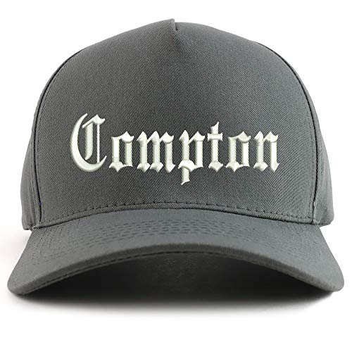 Trendy Apparel Shop Old English Compton City Embroidered Oversized 5 Panel XXL Baseball Cap
