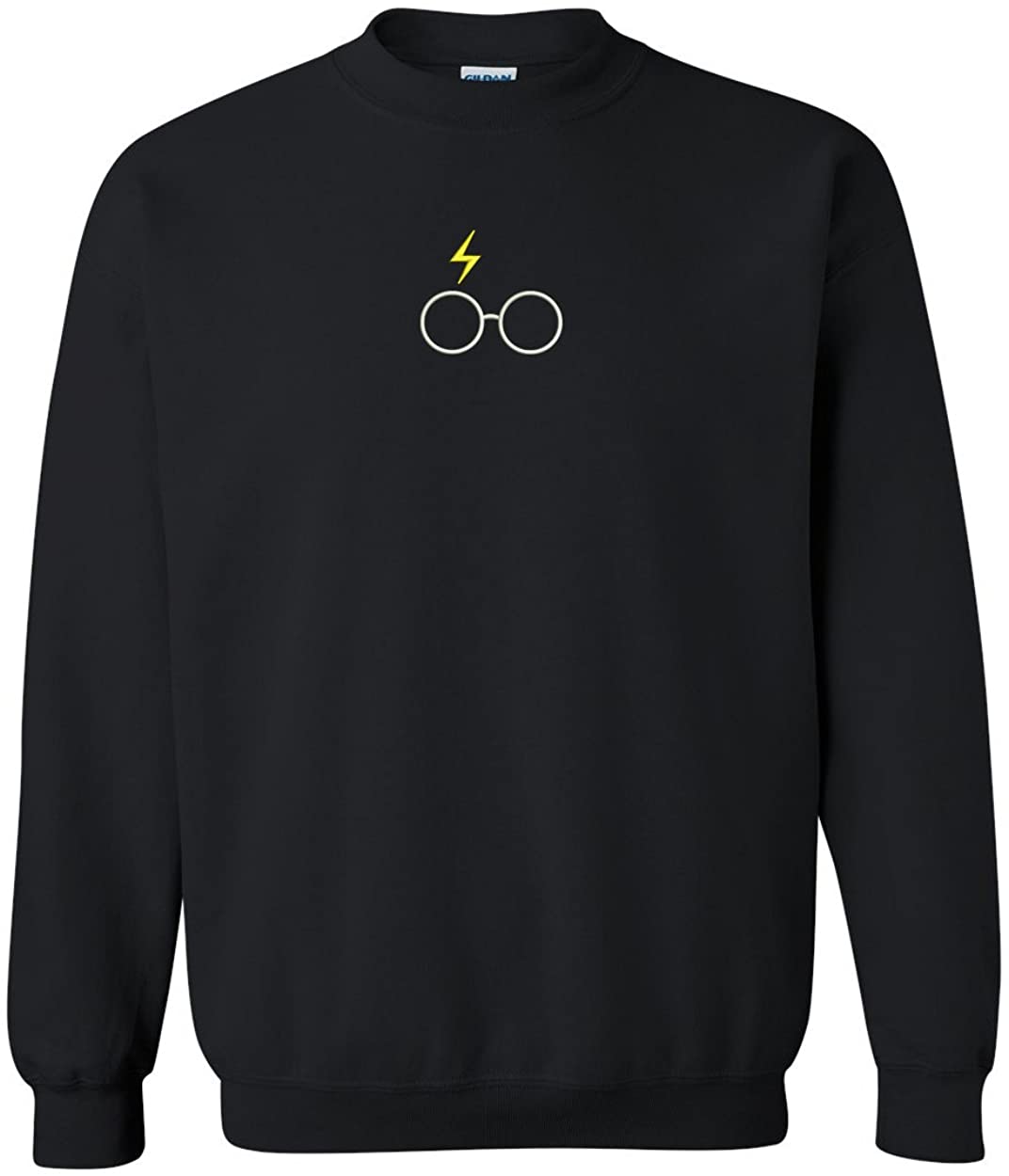 Trendy Apparel Shop Harry Glasses Embroidered Crewneck Sweatshirt - Black - 2XL