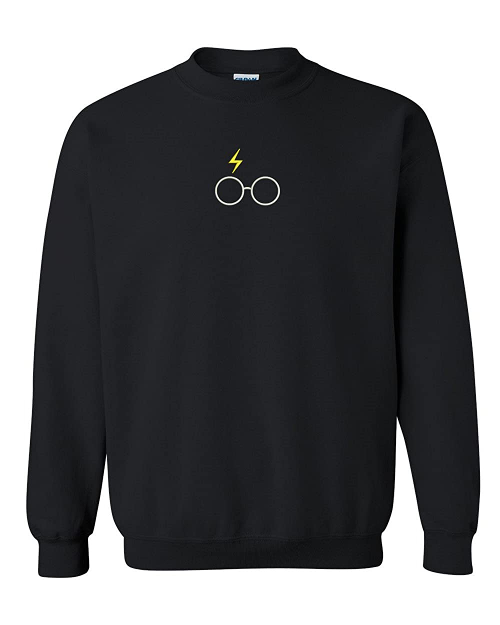 Trendy Apparel Shop Harry Glasses Embroidered Crewneck Sweatshirt - Black - 2XL