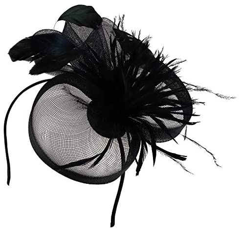 Trendy Apparel Shop Tall Feather Accented Netting Fascinator Headband