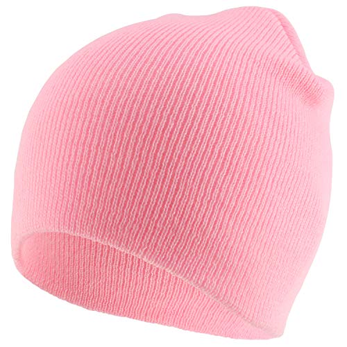 Trendy Apparel Shop Made in USA Plain Acrylic Winter Knit Short Winter Beanie