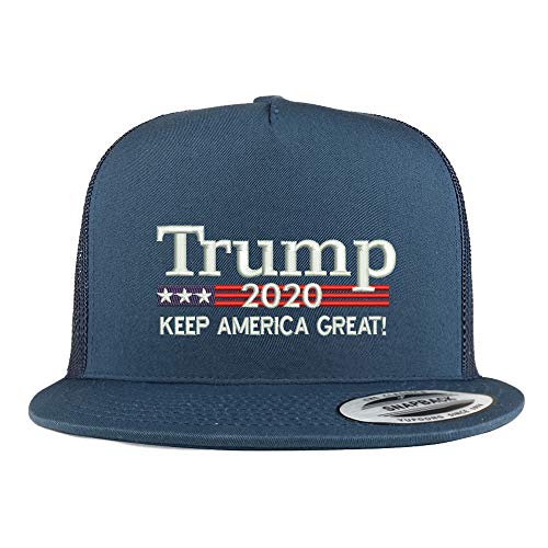 Trendy Apparel Shop Trump 2020 5 Panel Flatbill Trucker Mesh Snapback Cap