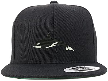 Trendy Apparel Shop Orca Killer Whale Embroidered Flat Bill Snapback Baseball Cap