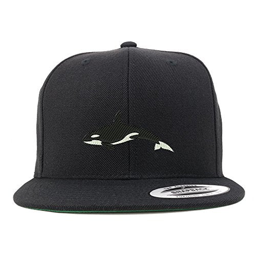 Trendy Apparel Shop Orca Killer Whale Embroidered Flat Bill Snapback Baseball Cap