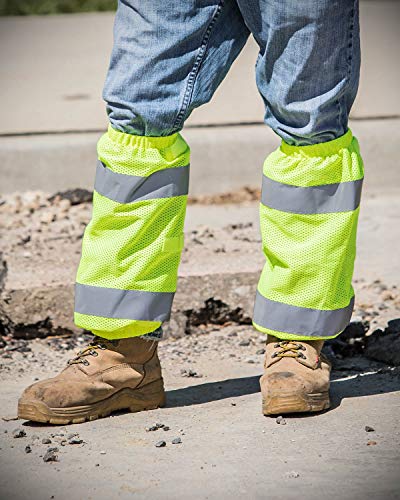 Trendy Apparel Shop Reflective Safety High Visibility ANSI Class E Leg Gaiter - Safety Green