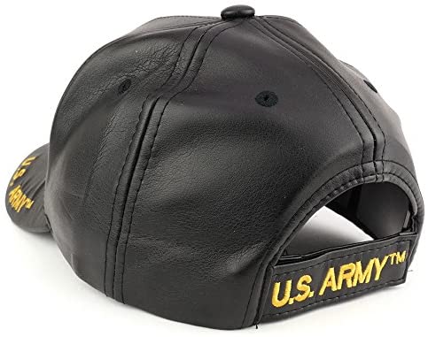 Trendy Apparel Shop U.S. Military Seal Retired 3D Embroidered PU Leather Adjustable Baseball Cap