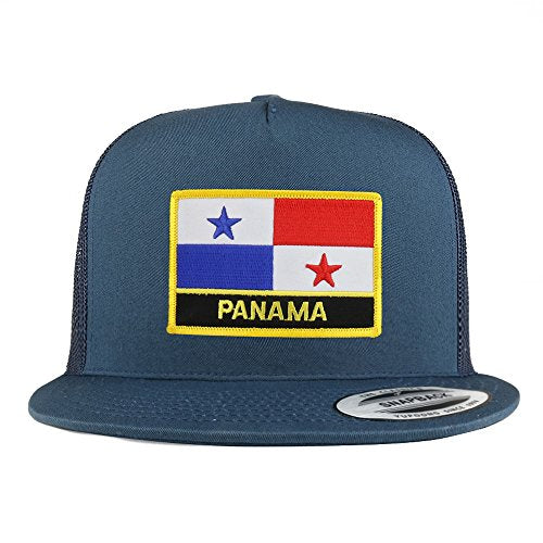 Trendy Apparel Shop Panama Flag 5 Panel Flatbill Trucker Mesh Snapback Cap