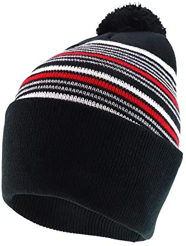 Trendy Apparel Shop Multi Color Striped Pom Pom Winter Beanie Hat