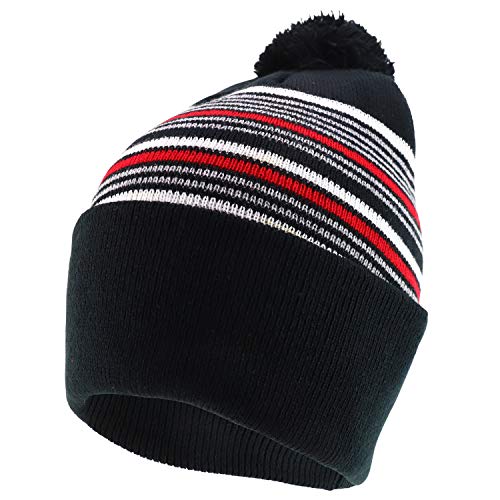 Trendy Apparel Shop Multi Color Striped Pom Pom Winter Beanie Hat