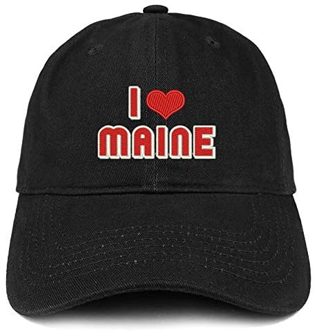 Trendy Apparel Shop I Love Maine Embroidered Soft Crown 100% Brushed Cotton Cap