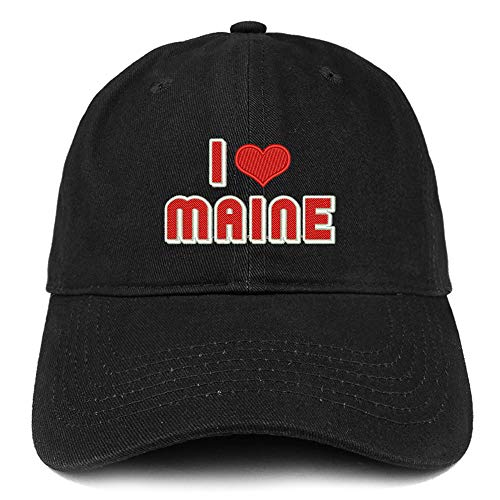 Trendy Apparel Shop I Love Maine Embroidered Soft Crown 100% Brushed Cotton Cap