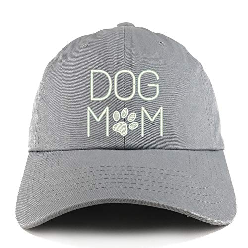 Trendy Apparel Shop Dog Mom with Paw Embroidered Low Profile Soft Cotton Dad Hat Cap
