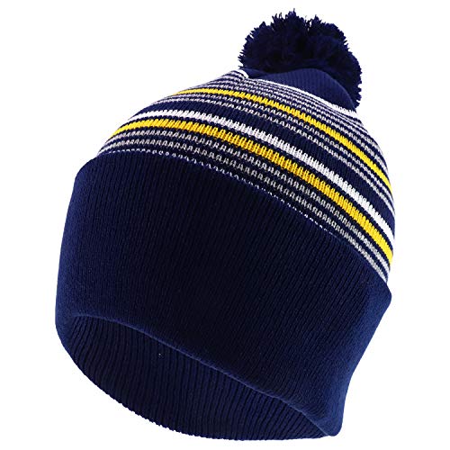 Trendy Apparel Shop Multi Color Striped Pom Pom Winter Beanie Hat
