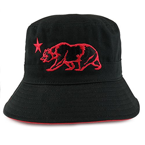 Trendy Apparel Shop Cali Bear Star Embroidered Cotton Twill Bucket Hat