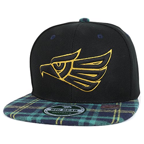 Trendy Apparel Shop Hecho En Mexico Eagle 3D Embroidered Check Plaid Snapback Cap
