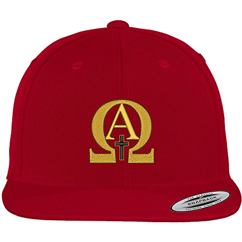 Trendy Apparel Shop Flexfit Original Alpha Omega Embroidered Flat Bill Snapback Cap