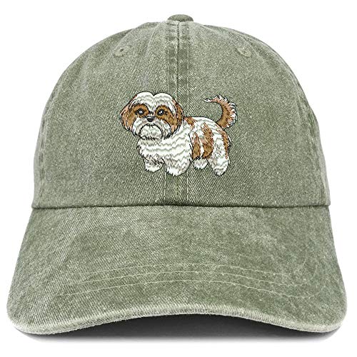 Trendy Apparel Shop Shih Tzu Embroidered Washed Low Profile Cap