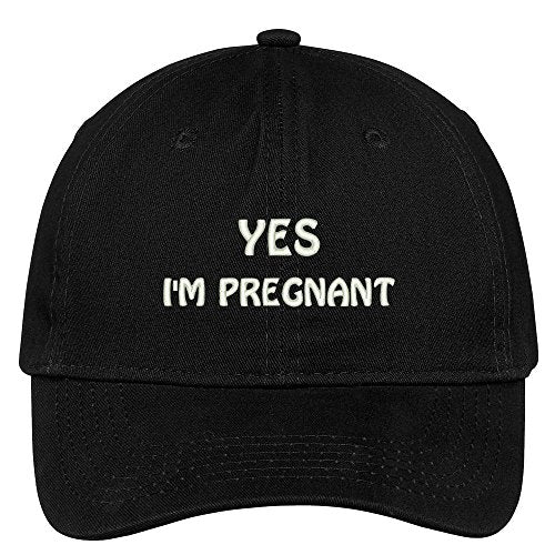 Trendy Apparel Shop Yes I'm Pregnant Embroidered 100% Cotton Adjustable Cap