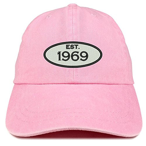Trendy Apparel Shop Established 1969 Embroidered 52nd Birthday Gift Pigment Dyed Washed Cotton Cap