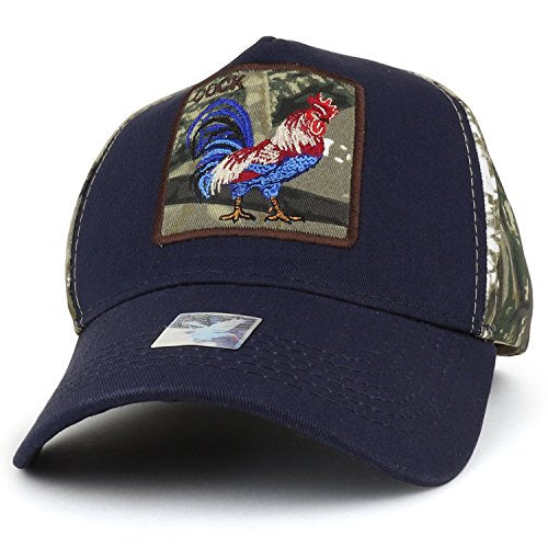 Trendy Apparel Shop Cock Rooster Embroidered Patch Camo Print Back Baseball Cap