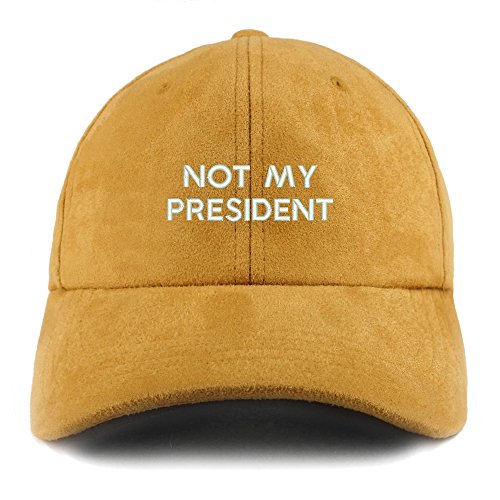 Trendy Apparel Shop Not My President Embroidered Faux Suede Leather Adjustable Cap