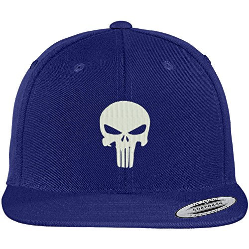 Trendy Apparel Shop Punisher Skull Embroidered Flat Bill Snapback Adjustable Cap