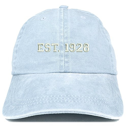 Trendy Apparel Shop EST 1928 Embroidered - 93rd Birthday Gift Pigment Dyed Washed Cap