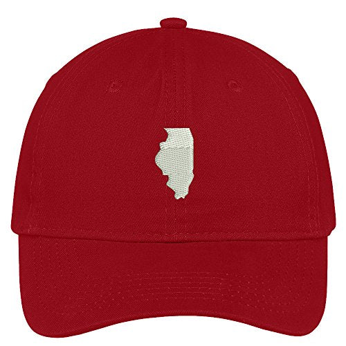 Trendy Apparel Shop Illinois State Map Embroidered Low Profile Soft Cotton Brushed Baseball Cap