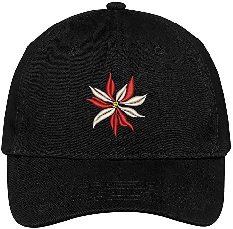 Trendy Apparel Shop Poinsettia Flower Embroidered Low Profile Cotton Cap Dad Hat