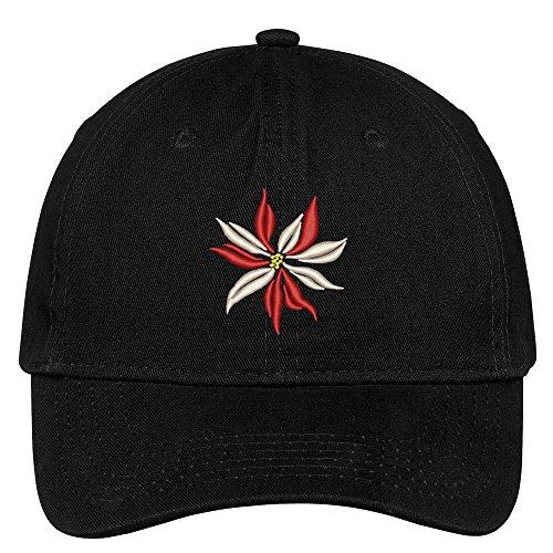 Trendy Apparel Shop Poinsettia Flower Embroidered Low Profile Cotton Cap Dad Hat