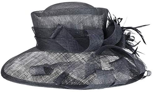 Trendy Apparel Shop Loops Feather Flower Decorated Kentucky Derby Sinamay Hat
