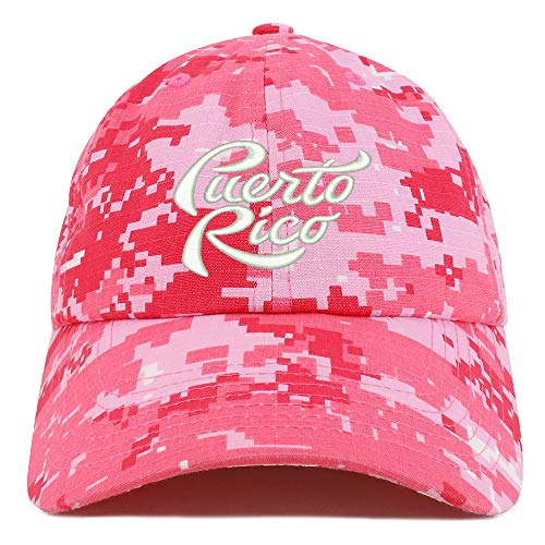Trendy Apparel Shop Puerto Rico Script Embroidered Soft Crown 100% Brushed Cotton Cap