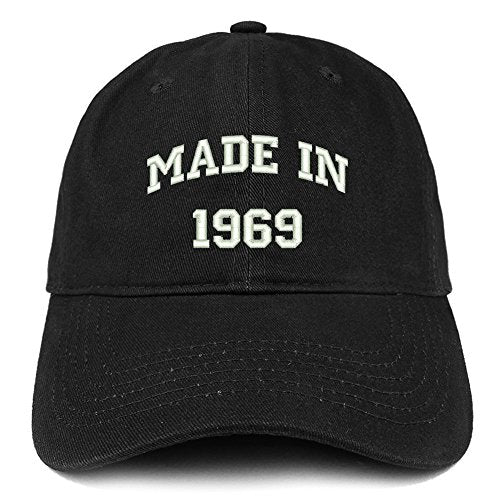 Trendy Apparel Shop Made in 1969 Text Embroidered 52nd Birthday Brushed Cotton Cap