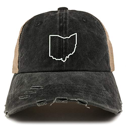 Trendy Apparel Shop Ohio State Outline Washed Front Mesh Back Frayed Bill Cap