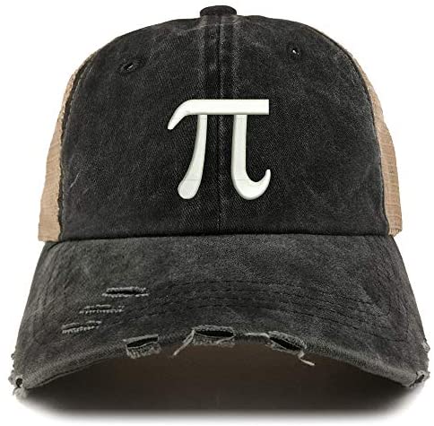 Trendy Apparel Shop Pi Day Symbol Pigment Dyed Front Mesh Back Frayed Bill Cap